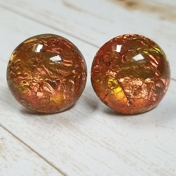 Vintage Mid Century Screw Back Foiled Lucite Acrylic Earrings - Picture 7 of 10